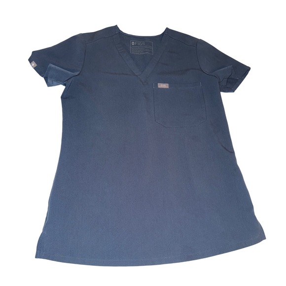 Figs Tops - FIGS Technical Collection XXS Women's Scrub Top V-Neck Pocket Dark Gray‎